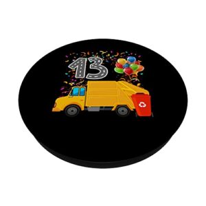 Happy 13 Birthday Rear Loader Garbage Truck PopSockets Swappable PopGrip