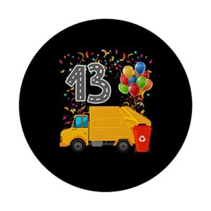 Happy 13 Birthday Rear Loader Garbage Truck PopSockets Swappable PopGrip