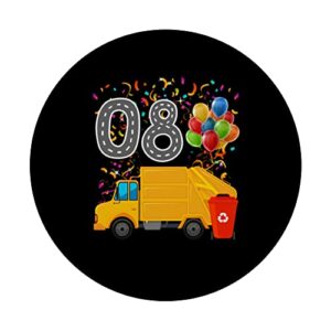 Happy O8 Birthday Rear Loader Garbage Truck PopSockets Swappable PopGrip