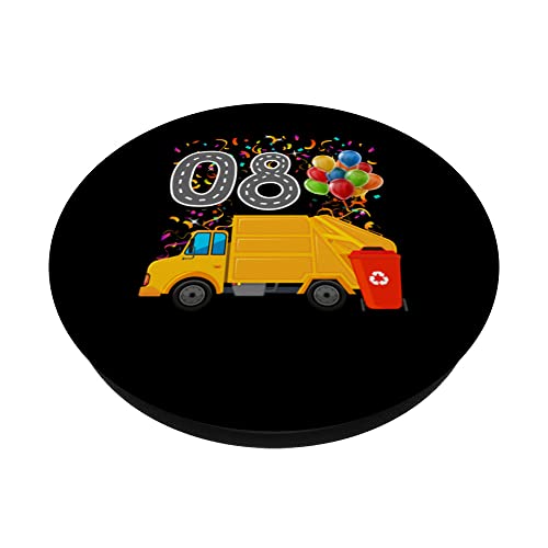 Happy O8 Birthday Rear Loader Garbage Truck PopSockets Swappable PopGrip