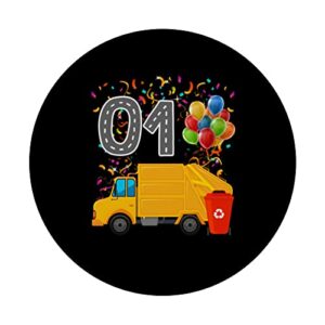 Happy O1 Birthday Rear Loader Garbage Truck PopSockets Swappable PopGrip