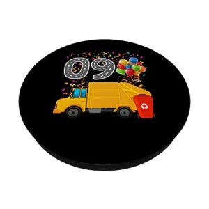 Happy O9 Birthday Rear Loader Garbage Truck PopSockets Swappable PopGrip