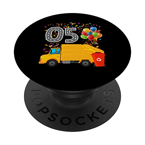 Happy O5 Birthday Rear Loader Garbage Truck PopSockets Swappable PopGrip