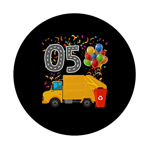 Happy O5 Birthday Rear Loader Garbage Truck PopSockets Swappable PopGrip