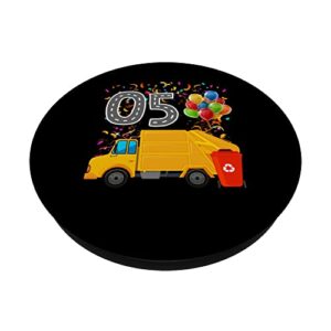 Happy O5 Birthday Rear Loader Garbage Truck PopSockets Swappable PopGrip