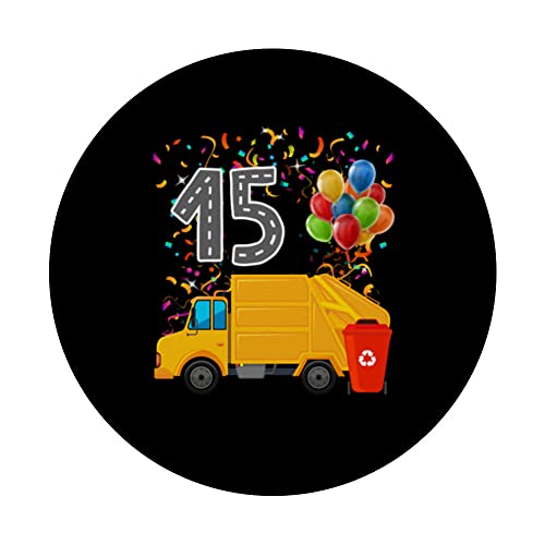 Happy 15 Birthday Rear Loader Garbage Truck PopSockets Swappable PopGrip