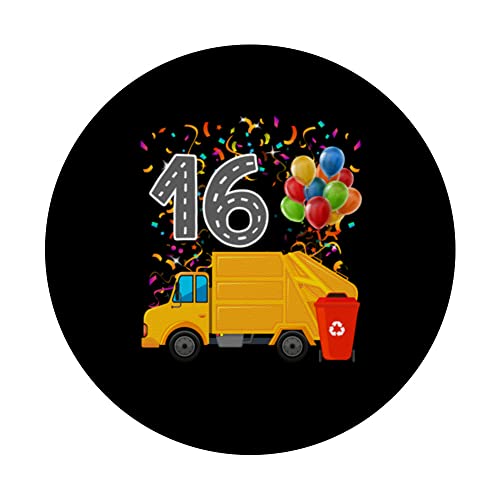 Happy 16 Birthday Rear Loader Garbage Truck PopSockets Swappable PopGrip