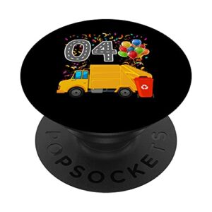 Happy O4 Birthday Rear Loader Garbage Truck PopSockets Swappable PopGrip