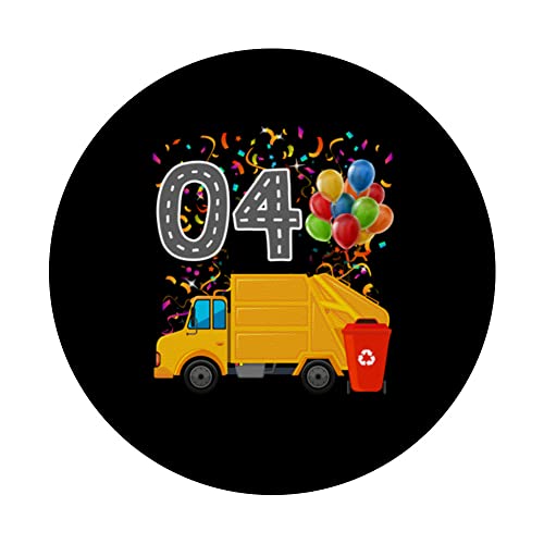 Happy O4 Birthday Rear Loader Garbage Truck PopSockets Swappable PopGrip