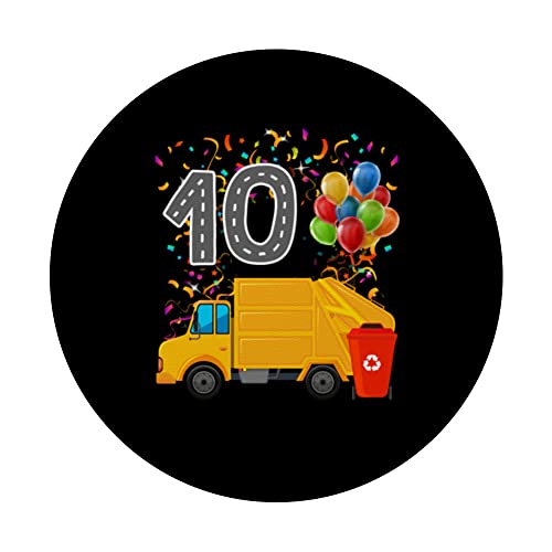 Happy 10 Birthday Rear Loader Garbage Truck PopSockets Swappable PopGrip