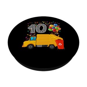 Happy 10 Birthday Rear Loader Garbage Truck PopSockets Swappable PopGrip