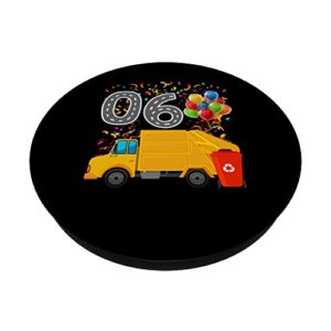 Happy O6 Birthday Rear Loader Garbage Truck PopSockets Swappable PopGrip