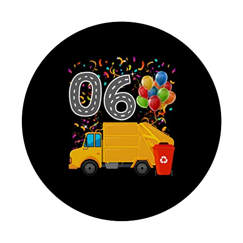 Happy O6 Birthday Rear Loader Garbage Truck PopSockets Swappable PopGrip