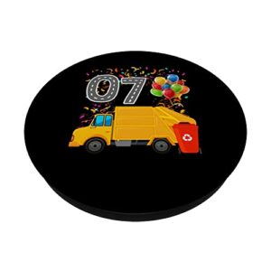 Happy O7 Birthday Rear Loader Garbage Truck PopSockets Swappable PopGrip