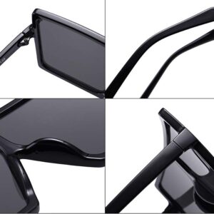 JUSLINK Oversized Square Sunglasses for Women Trendy Flat Top Fashion Shades (Black, 1 pack)