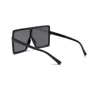 JUSLINK Oversized Square Sunglasses for Women Trendy Flat Top Fashion Shades (Black, 1 pack)