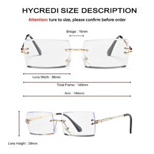 Rectangle Sunglasses for Men/Women Small Rimless Square Shade Eyewear (Tea + White + Black)…