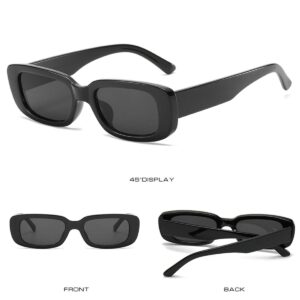 Dollger Trendy Rectangle Sunglasses For Women Men Trendy Vintage Rectangular y2k white Shades sunglasses Black+ white