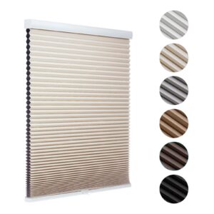 myshade custom cut to size cellular window shades, cordless customized blackout blinds for indoor windows, door, home decor, room darkening pull down blinds & shades, beige