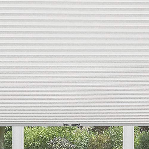 Cordless Cellular Pleated Window Shades - 35 Inch Width, 64 Inch Length - White - Light Filtering Top-Down Honeycomb Pull Down Blinds for Windows and Skylights by Achim Home Decor