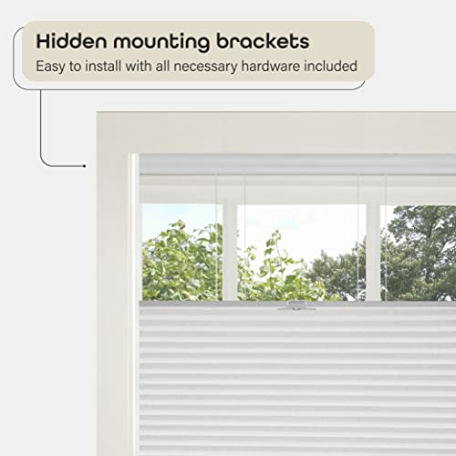 Cordless Cellular Pleated Window Shades - 35 Inch Width, 64 Inch Length - White - Light Filtering Top-Down Honeycomb Pull Down Blinds for Windows and Skylights by Achim Home Decor