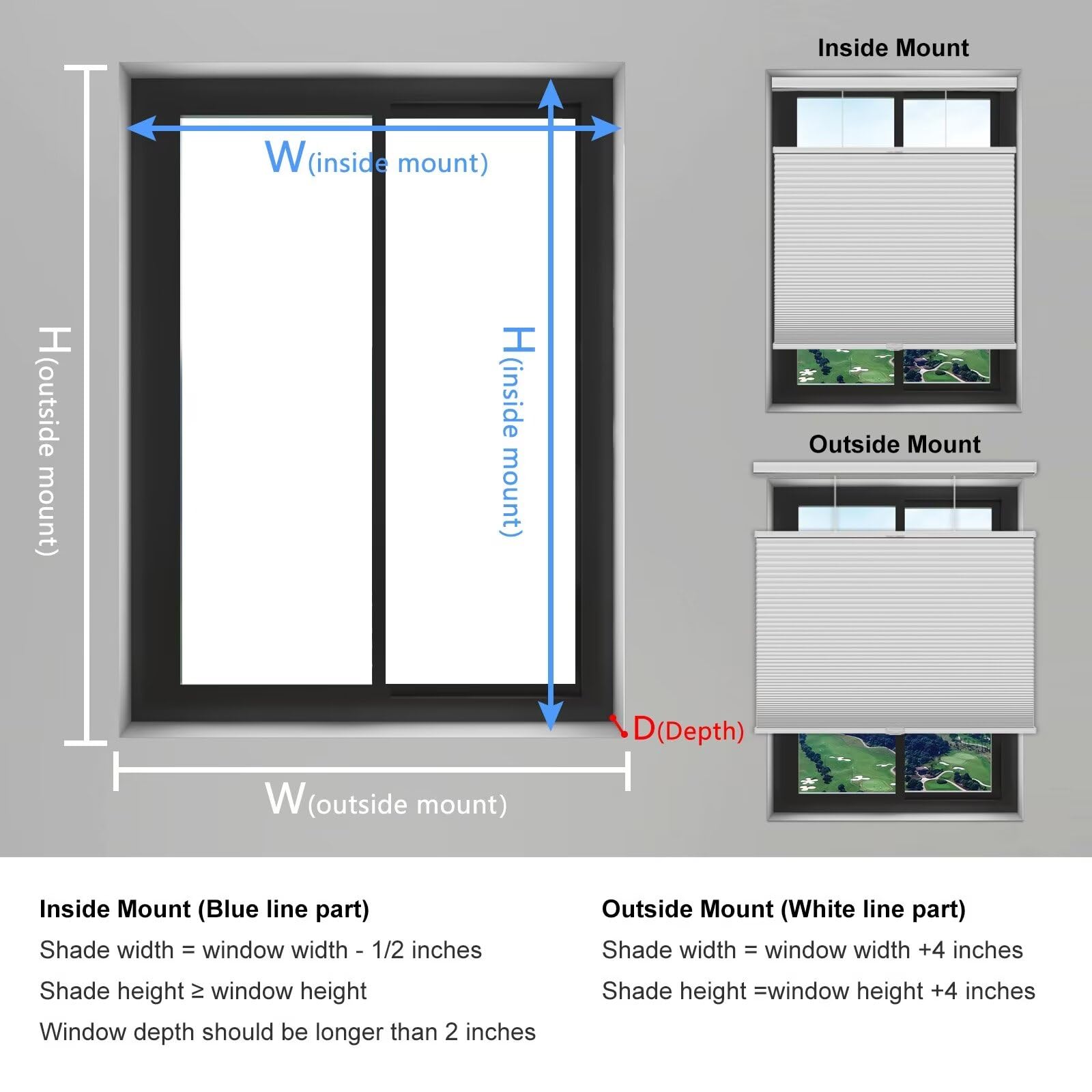 Changshade Blackout Cellular Shades Cordless, Top Down Bottom Up Blinds for Windows, 1.5" Single Cell Pleated Honeycomb Window Shades for Bedroom, Child Room,36" Width x72 Height,White