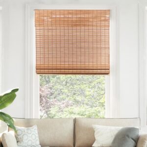 chicology bamboo blinds , shades roman for windows window home patio & shade 27"w x 64"h, squirrel