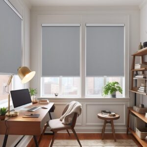 Changshade Cordless & Blackout Roller Shade, Room Darkening Rolled Up Shade, Fabric Window Blind, for Light Blocking/Sun Protection, 24 inches Wide, Gray ROL24GY72A