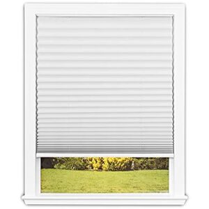 Redi Shade No Tools Easy Lift Trim-at-Home Cordless Pleated Light Blocking Fabric Shade White, 30 in x 64 in, (Fits windows 19 in - 30 in)