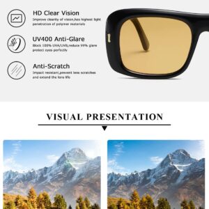 kimorn Sunglasses for Women Men Trendy Retro Fashion Sun Glasses 90’s Vintage Y2K Oversize Square Frame Shades K1337 (Black Yellow+Black Grey)