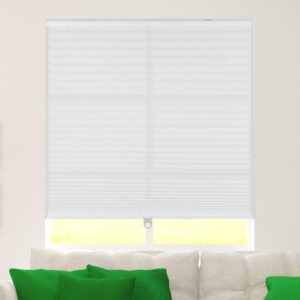 CALYX INTERIORS Pleated Fabric Window Shade, Light Filtering, Cordless, 22" W x 60" H, White