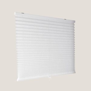 CALYX INTERIORS Pleated Fabric Window Shade, Light Filtering, Cordless, 22" W x 60" H, White