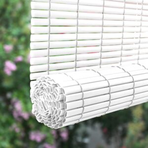 Radiance Cordless Outdoor Shades for Porch, Patio & Windows - Waterproof PVC Blinds for Indoor & Outdoor - Roll-Up Patio Privacy Screen for Diffuse Sunlight - White - 60" W x 72" L - (3320156)