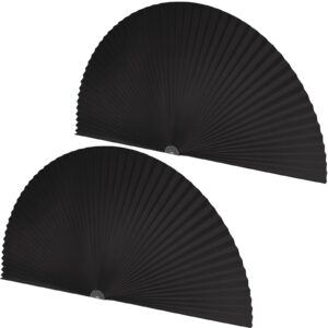 fainne 2 pcs 36" x 72" arch half circle window shades window pleated blinds light filtering pleated fabric shade arch window shade blackout for half moon arch windows, easy to cut and install (black)