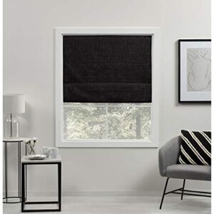 exclusive home acadia 100% blackout polyester roman shade, 27"x64", black