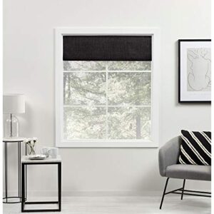 Exclusive Home Acadia 100% Blackout Polyester Roman Shade, 27"x64", Black