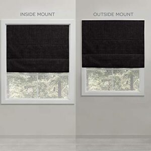 Exclusive Home Acadia 100% Blackout Polyester Roman Shade, 27"x64", Black