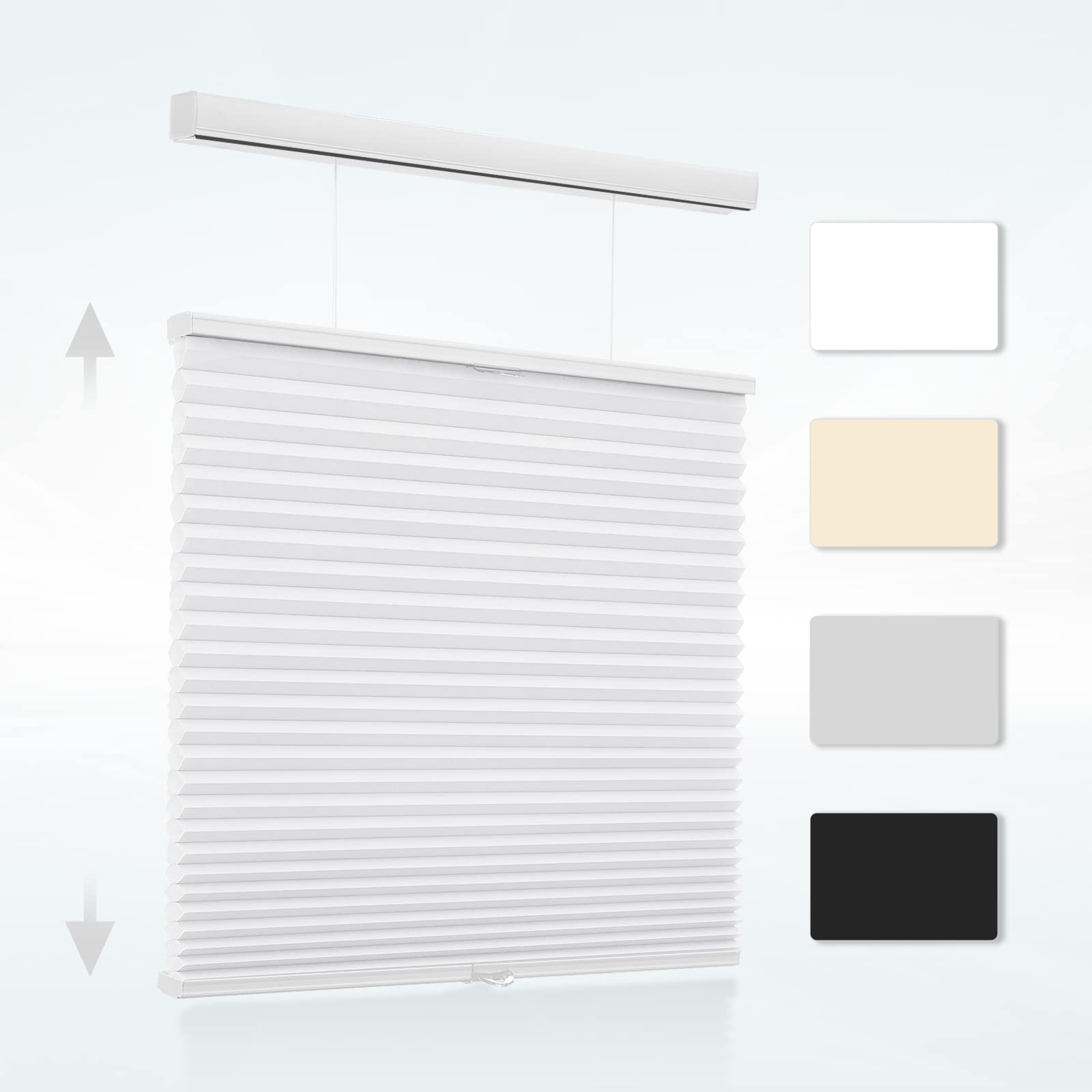 MYshade Top Down Bottom Up Shades Light Filtering Shades Cordless Blinds for Indoor Windows Honeycomb Cellular Sheer Window Blinds & Shades Easy to Install 36" W X 72" H (White)