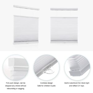 MYshade Top Down Bottom Up Shades Light Filtering Shades Cordless Blinds for Indoor Windows Honeycomb Cellular Sheer Window Blinds & Shades Easy to Install 36" W X 72" H (White)