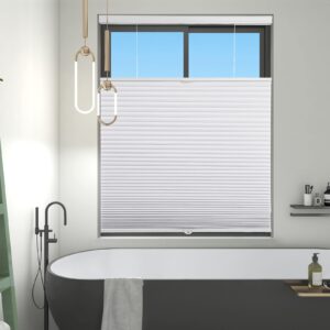 changshade custom top down bottom up cellular shades cordless blackout, honeycomb blinds room darkening window shades, 1.5" cell pleated for office,bedroom, child, bathroom, easy to install,white