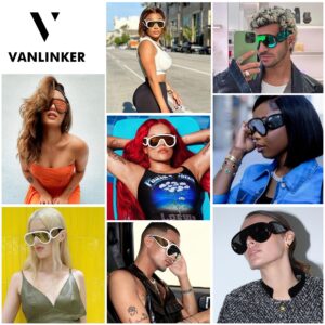 VANLINKER Oversized Round Sunglasses for Women Men Trendy One-Piece Mask Shades Fashion Big Lens Smooth Flat Top Frame VL9760