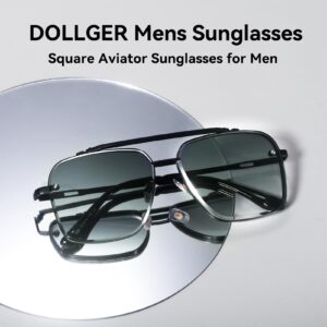 Dollger Square Aviator Sunglasses for Men and Women Fashion Metal Vintage Gradient Shades Sunglasses UV400 Protection