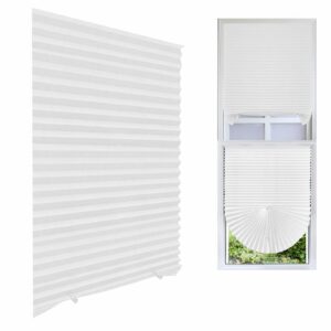 cordless blackout pleated fabric shade window shades blinds darkening temporary light filtering pleated paper shade easy to install and cut for home bedroom office