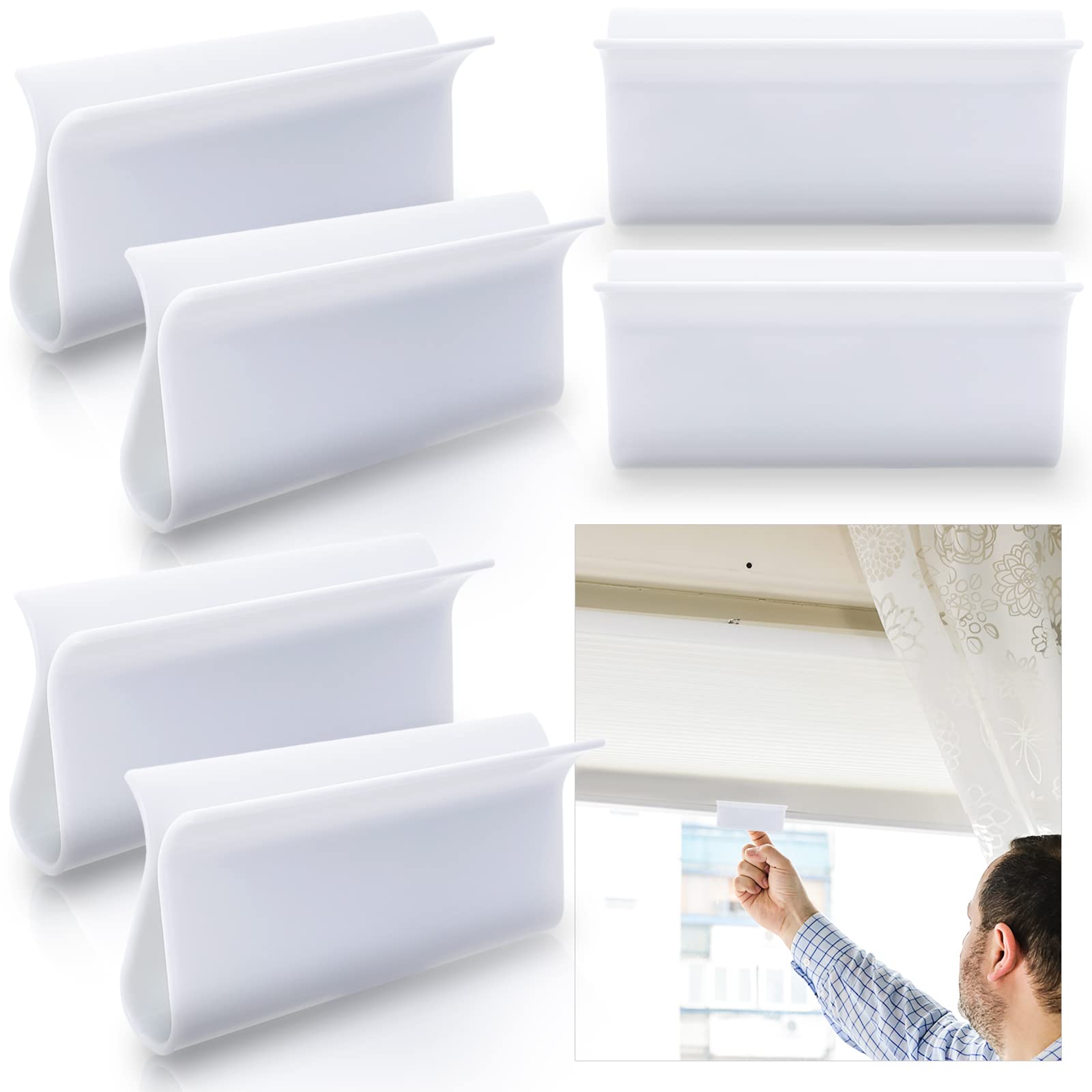 4 Pieces Roller Shade Pulls, Window Shade Pulls Window Blinds Cordless Roller Blinds Shades R Type Lifting Clamp Pull Shade Grips for Roller Shades Window Blinds Rolling Curtain Accessories