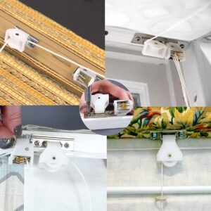 Cutelec 4pcs Cord Lock Mechanism for 3 line Swivel Type White Plastic and Stainless Steel Bracket for Roman Blinds Woven Wood Shades and Bamboo Blinds