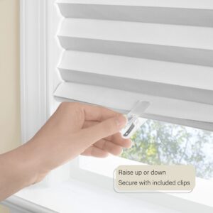 Cordless Room Darkening Temporary Pleated Vinyl Window Shades - 36 Inch Width, 75 Inch Length - White - 1-2-3 Peel N' Stick - Light Filtering Pull Down Blinds for Windows by Achim Home Decor