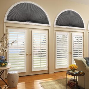 2 Pack Arch Light Filtering Fabric Shade fit for Perfect Half-Round Arch Windows No Tools Installation, Grey, 72” x 36”