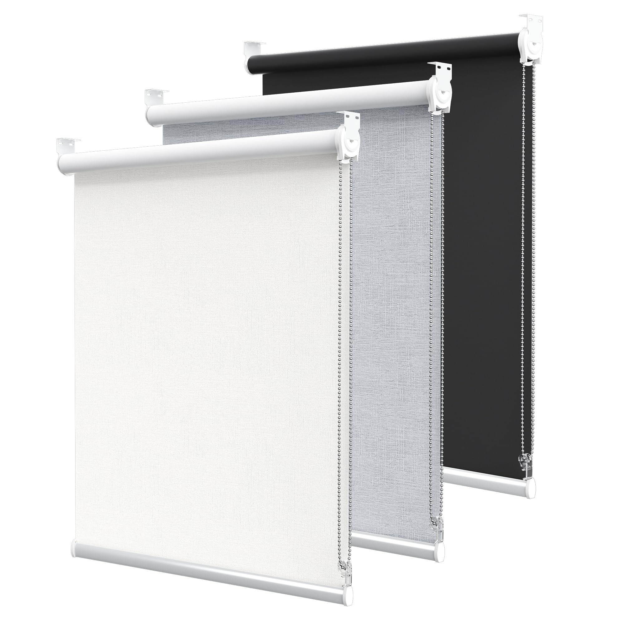 GENIMO 100% Blackout Blinds for Windows, Roller Shades for Indoor Windows, Thermal Insulated, UV Protection Fabric. Window Shades for Home, Bedroom, Living Room. Easy to Install, White, 31" W X 72" H