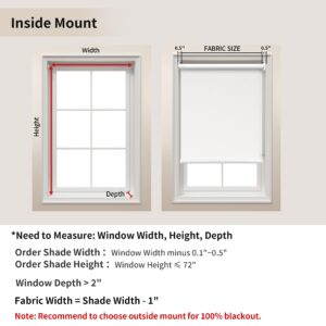 GENIMO 100% Blackout Blinds for Windows, Roller Shades for Indoor Windows, Thermal Insulated, UV Protection Fabric. Window Shades for Home, Bedroom, Living Room. Easy to Install, White, 31" W X 72" H