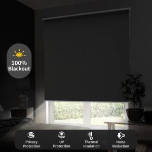 GENIMO 100% Blackout Blinds for Windows, Roller Shades for Indoor Windows, Thermal Insulated, UV Protection Fabric. Window Shades for Home, Bedroom, Living Room. Easy to Install, White, 31" W X 72" H